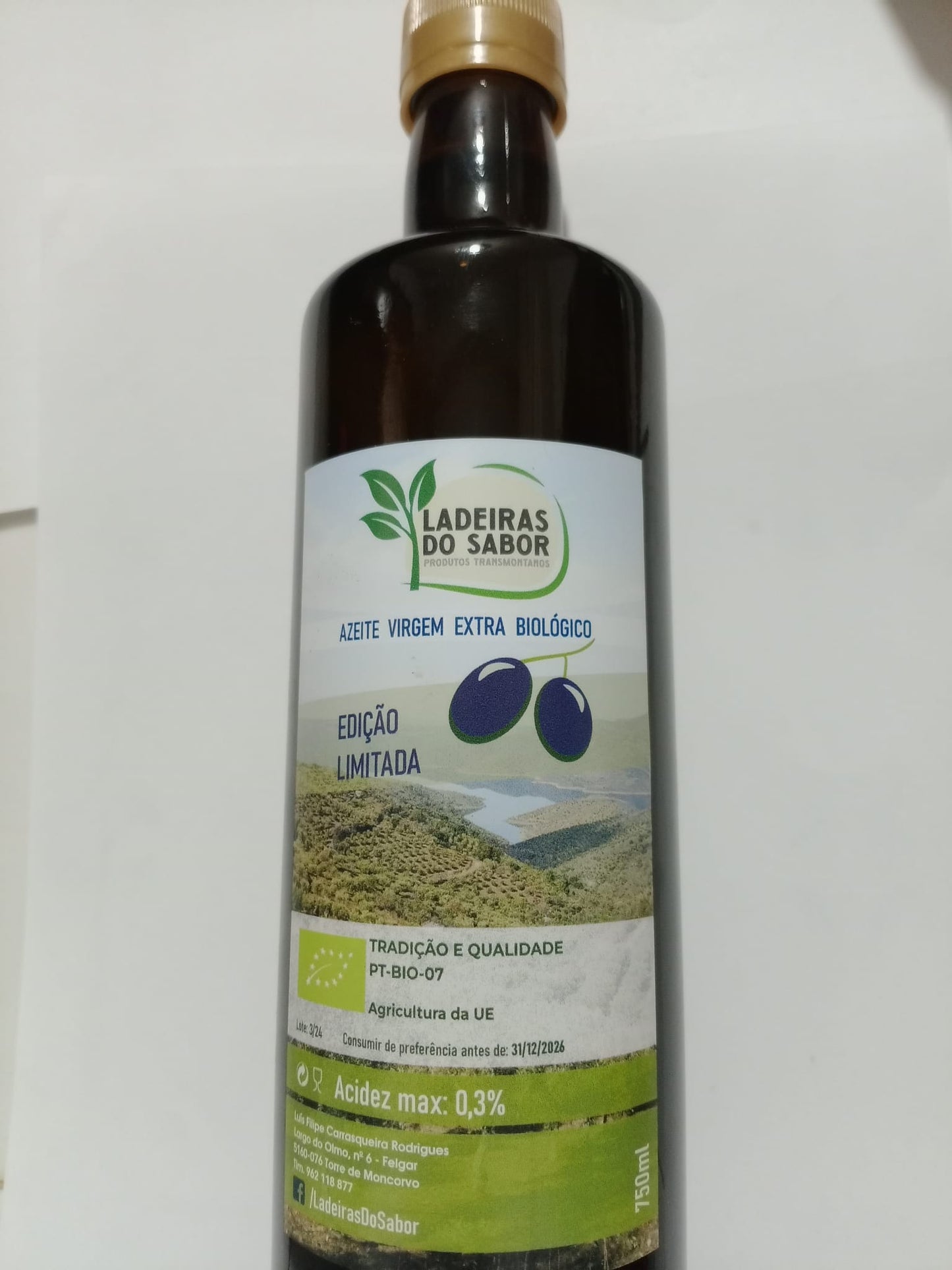 Garrafa (vidro) de azeite biológico virgem extra (750ml)