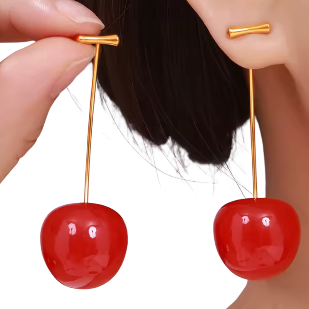 BRINCOS CEREJA VERMELHA
