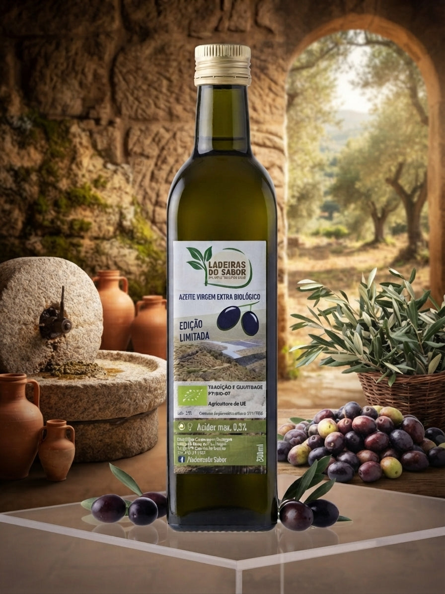 Garrafa (vidro) de azeite biológico virgem extra (500ml)
